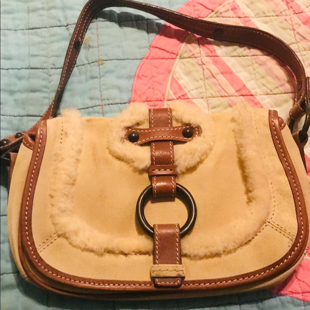 Suede and shearling pocketbook